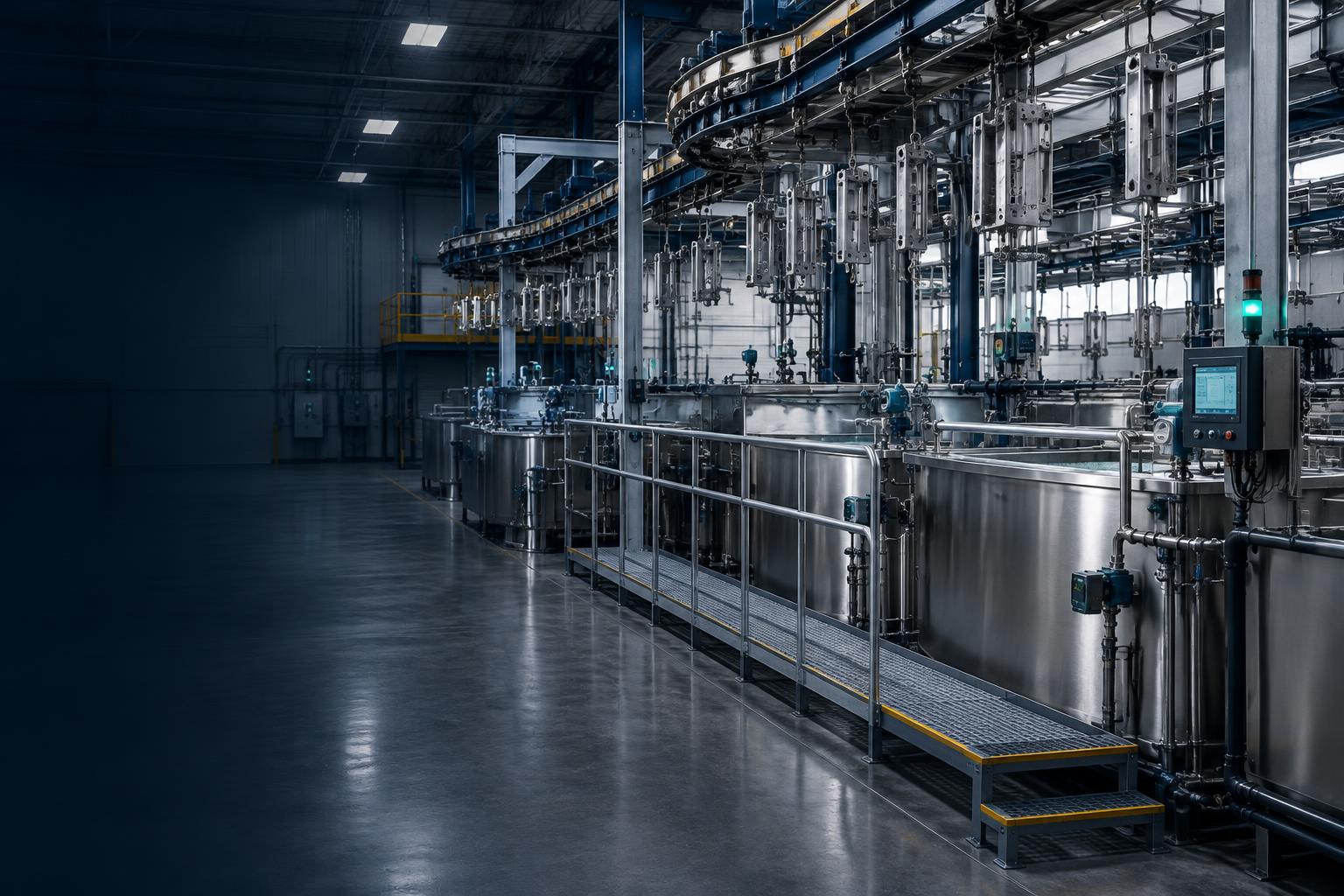 Automated industrial chemical process line